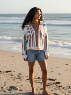 Solid & Striped Lola Crochet Pullover Over-sized